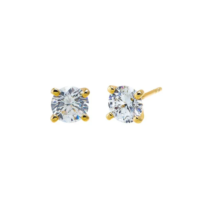 CZ Solitaire Four Prong Stud Earring sold by Adina Eden's