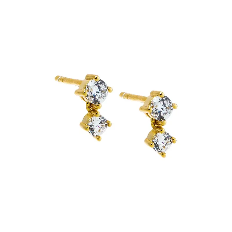 Double CZ Stud Earring sold by Adina Eden's