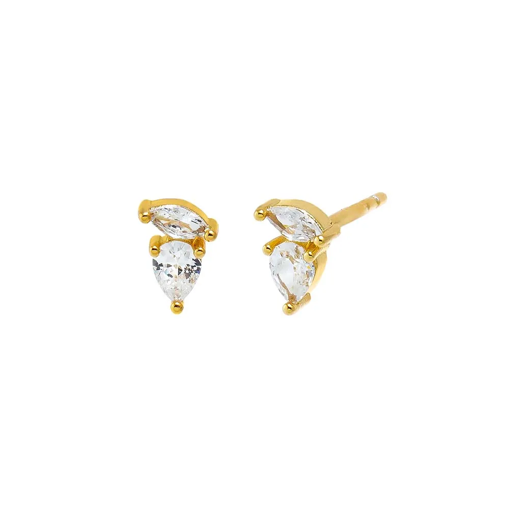 CZ Marquise X Pear Stud Earring sold by Adina Eden's