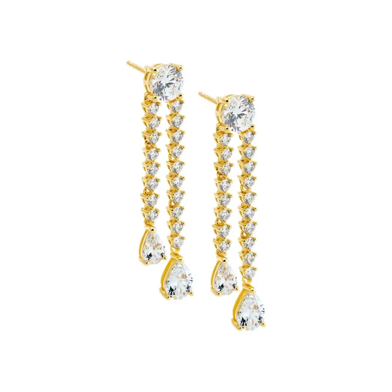 Fancy CZ Tennis Drop Pear Stud Earring sold by Adina Eden's