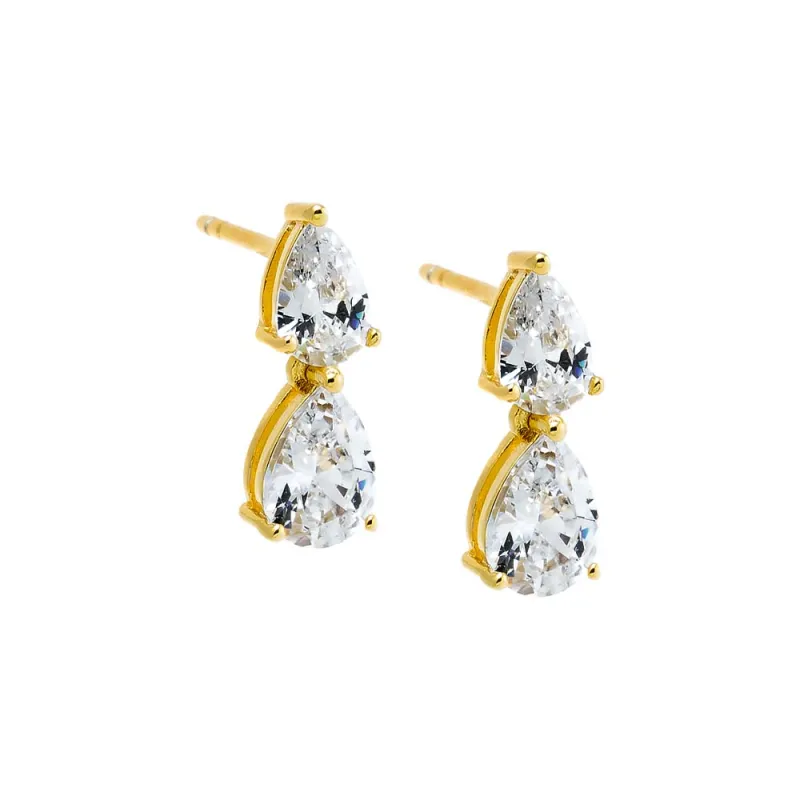 CZ Double Graduated Pear Stud Earring sold by Adina Eden's