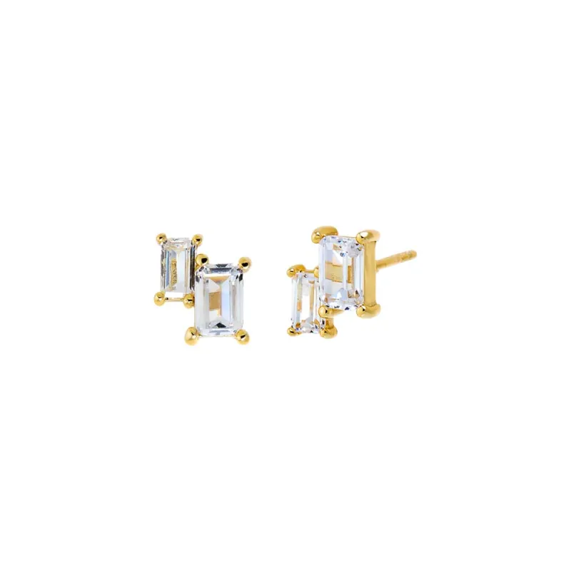 CZ Double Baguette Stud Earring sold by Adina Eden's