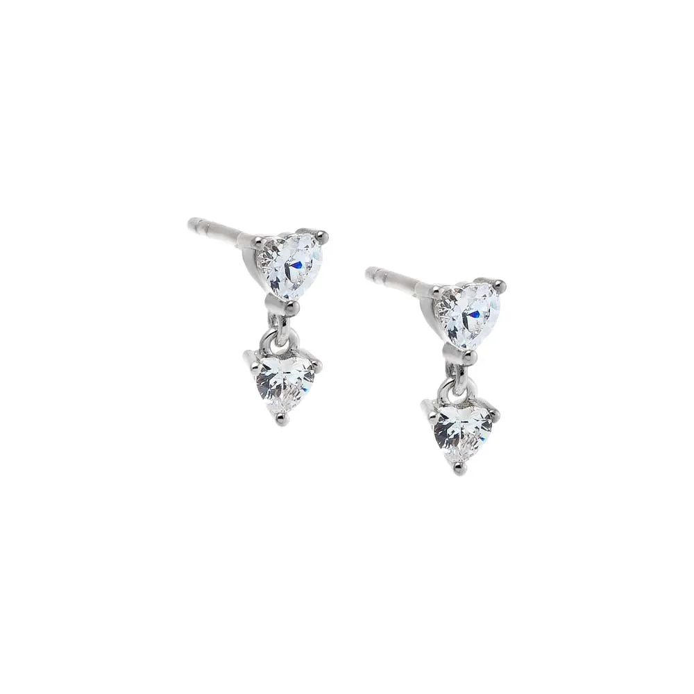 CZ Double Heart Stud Earring sold by Adina Eden's product image thumbnail 2