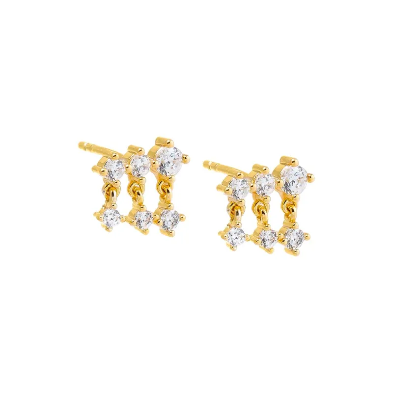 Triple CZ Shaker Stud Earring sold by Adina Eden's