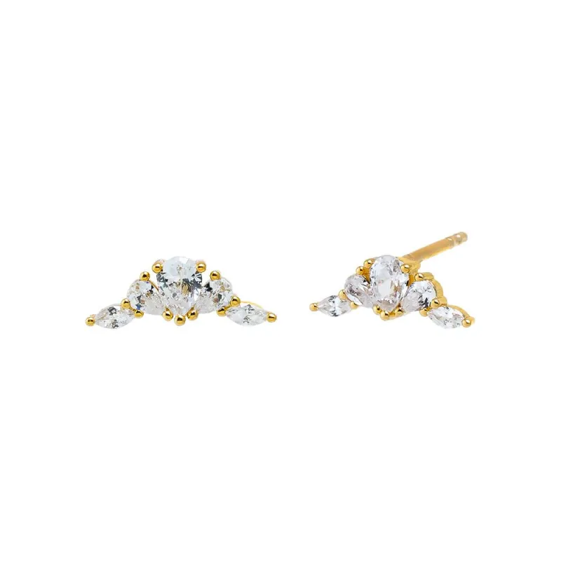 CZ Elongated Cluster Stud Earring sold by Adina Eden's