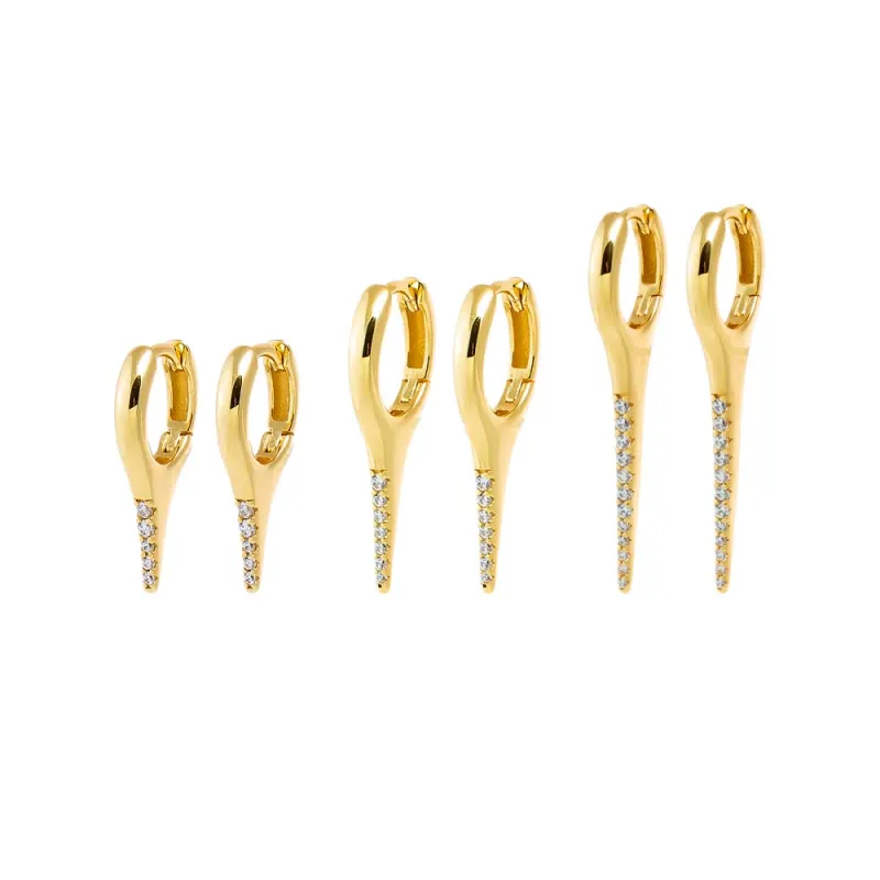 Pave Elongated Spike Huggie Earring Combo Set sold by Adina Eden's