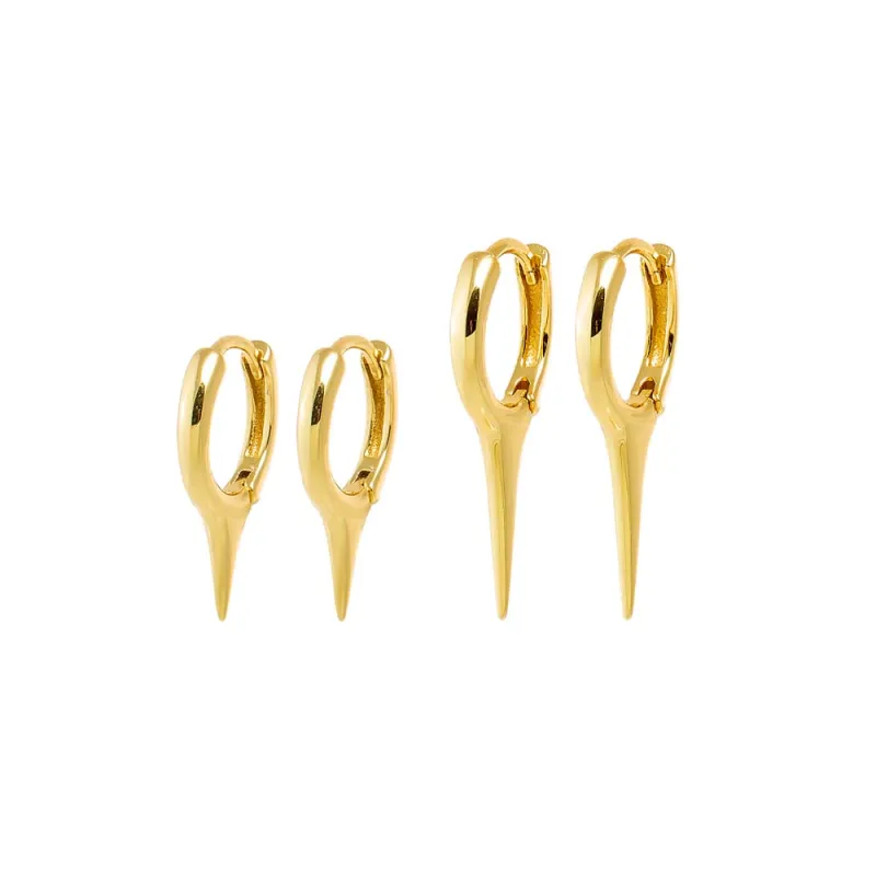 Solid Elongated Spike Huggie Earring Combo Set sold by Adina Eden's