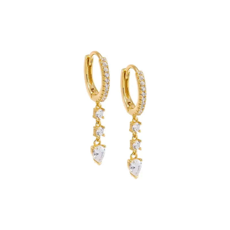 Triple Stone Dangling Drop Huggie Earring sold by Adina Eden's