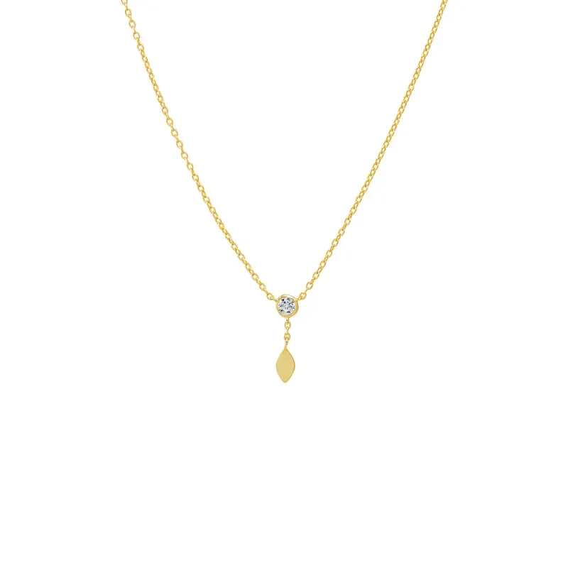 CZ Bezel X Solid Marquise Drop Necklace sold by Adina Eden's