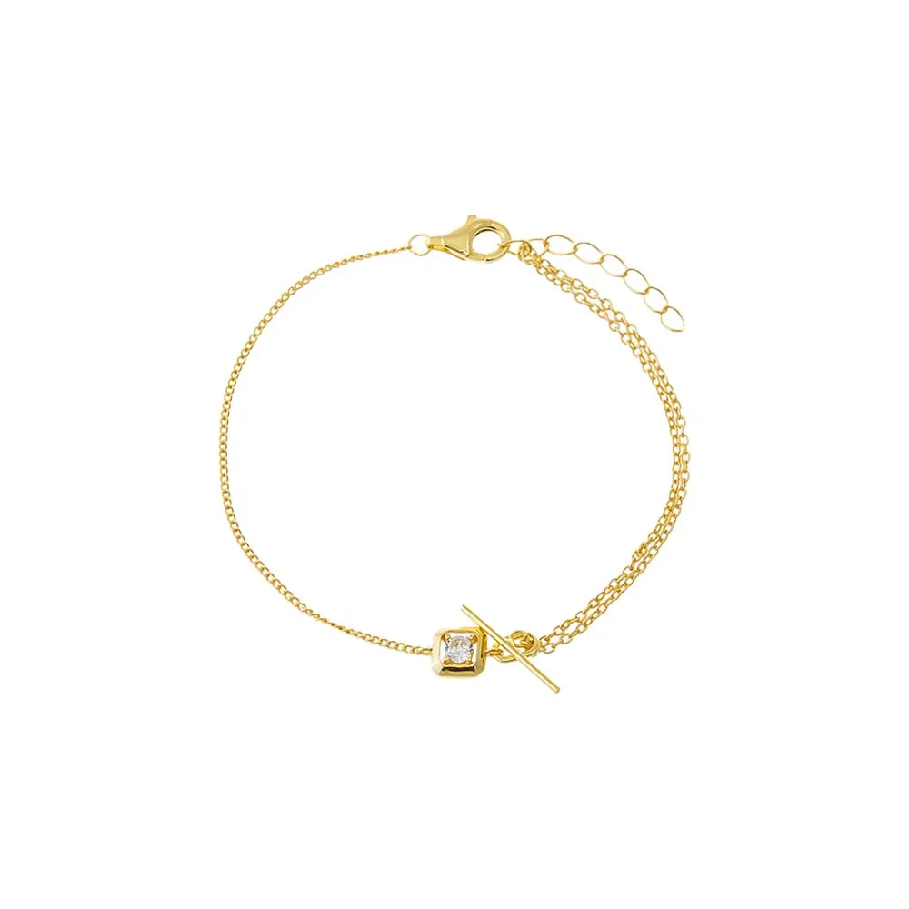 Square Solitaire Stone Toggle Bracelet sold by Adina Eden's