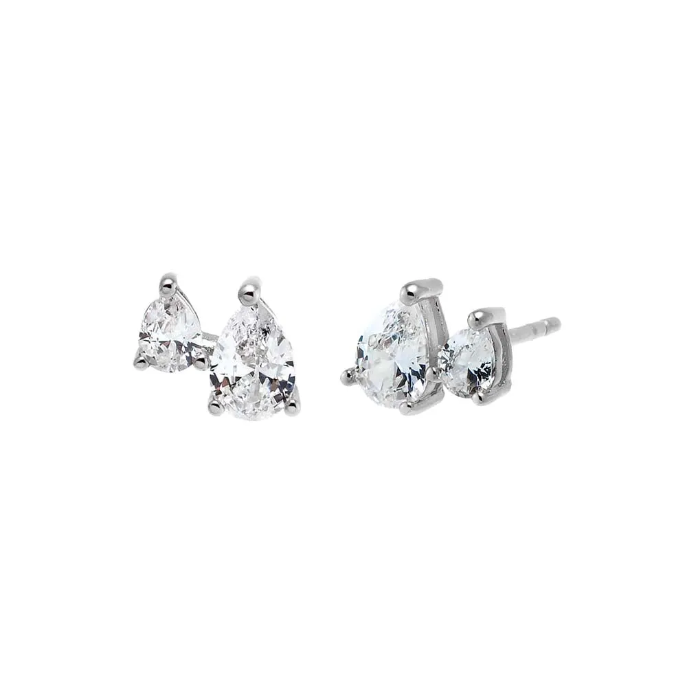 CZ Double Pear Stud Earring sold by Adina Eden's product image thumbnail 2