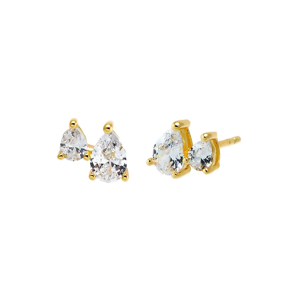 CZ Double Pear Stud Earring sold by Adina Eden's
