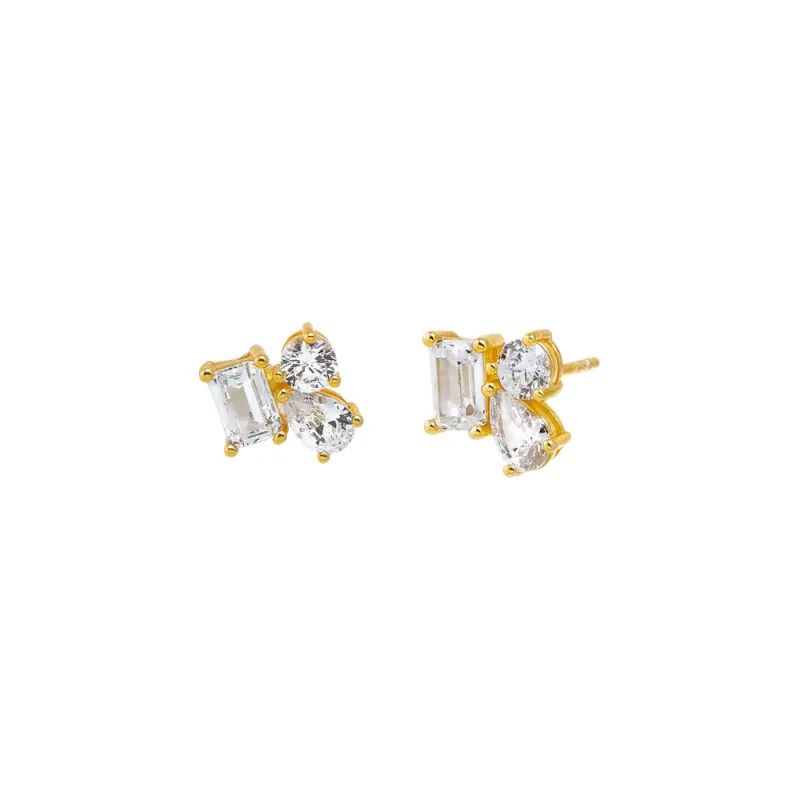 CZ Multi Shape Cluster Stud Earring sold by Adina Eden's