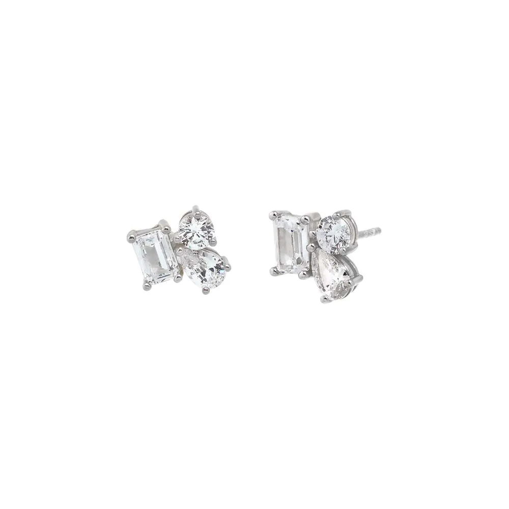 CZ Multi Shape Cluster Stud Earring sold by Adina Eden's product image thumbnail 2