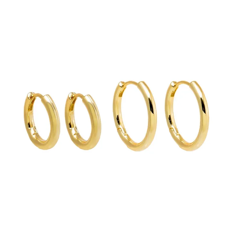 Solid Thin Rounded Hoop Combo Set Earring sold by Adina Eden's