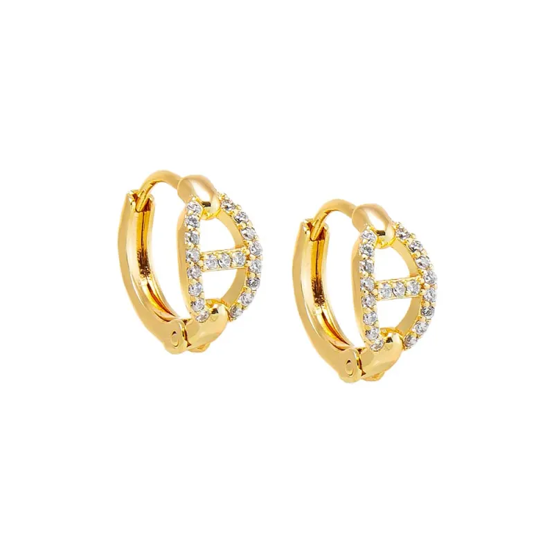 Pave Mariner Motif Huggie Earring sold by Adina Eden's
