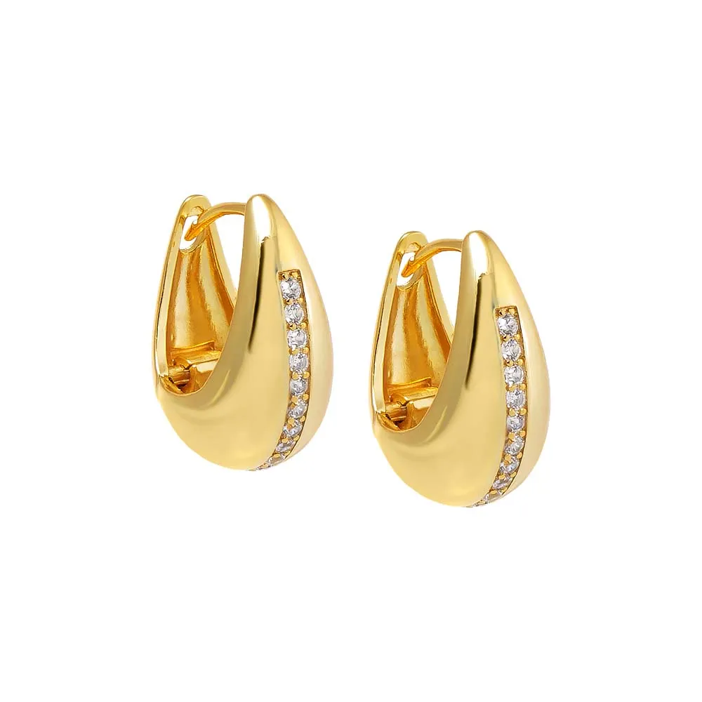 CZ Lined Graduated Oval Huggie Earring sold by Adina Eden's