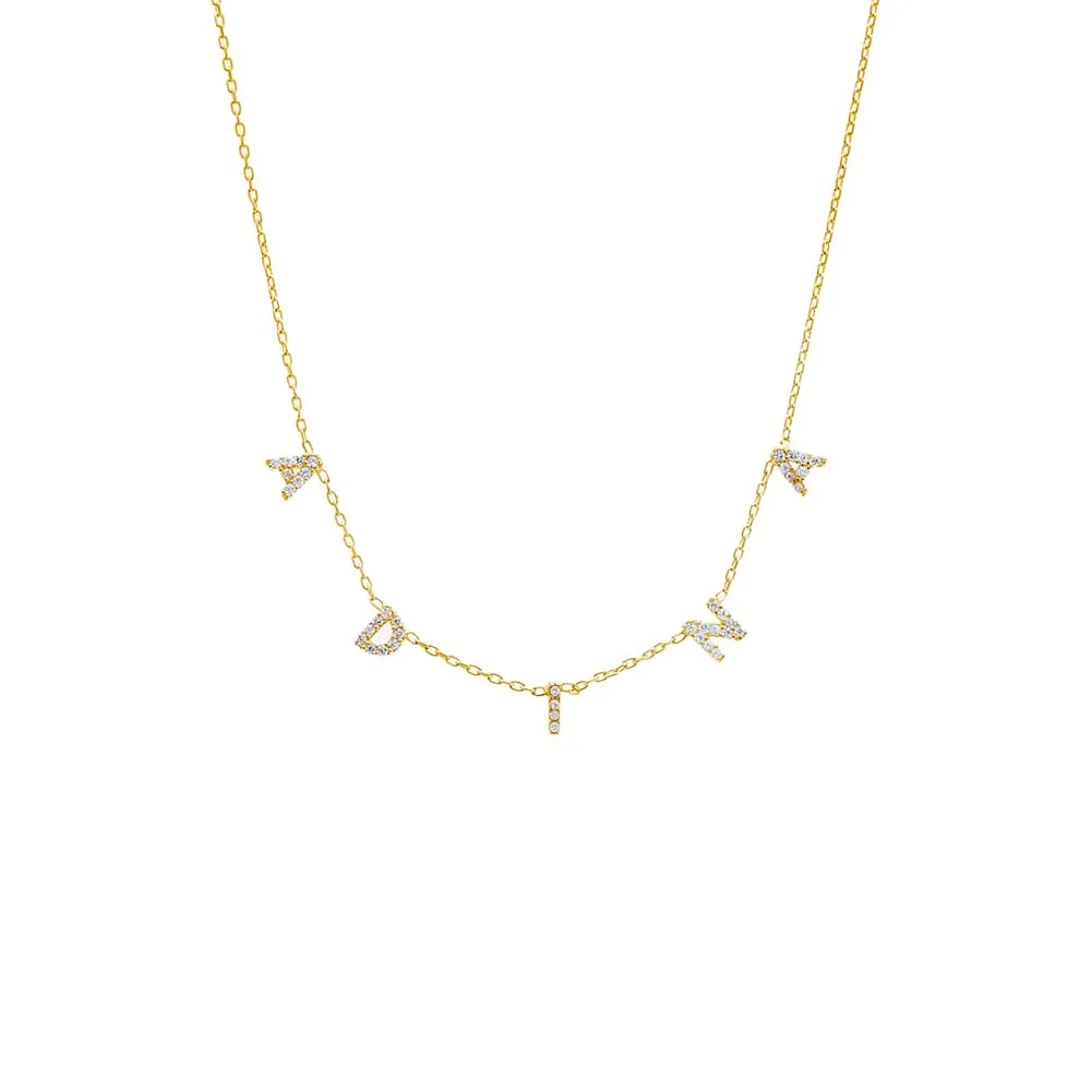 Mini Pavé Block Name Necklace sold by Adina Eden's