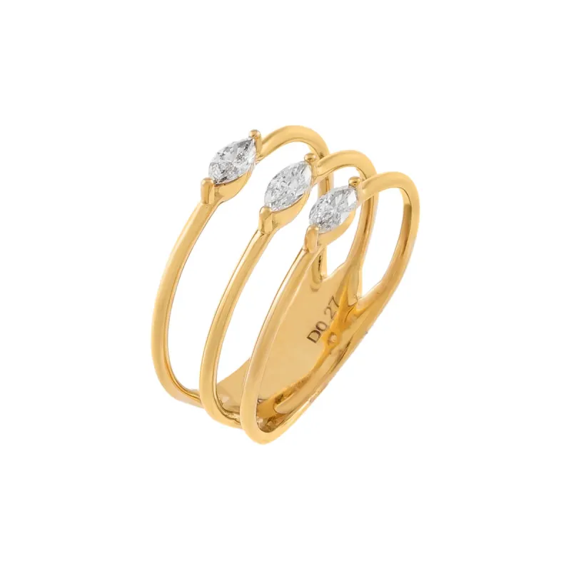Diamond Triple Marquise Row Ring 14K sold by Adina Eden's