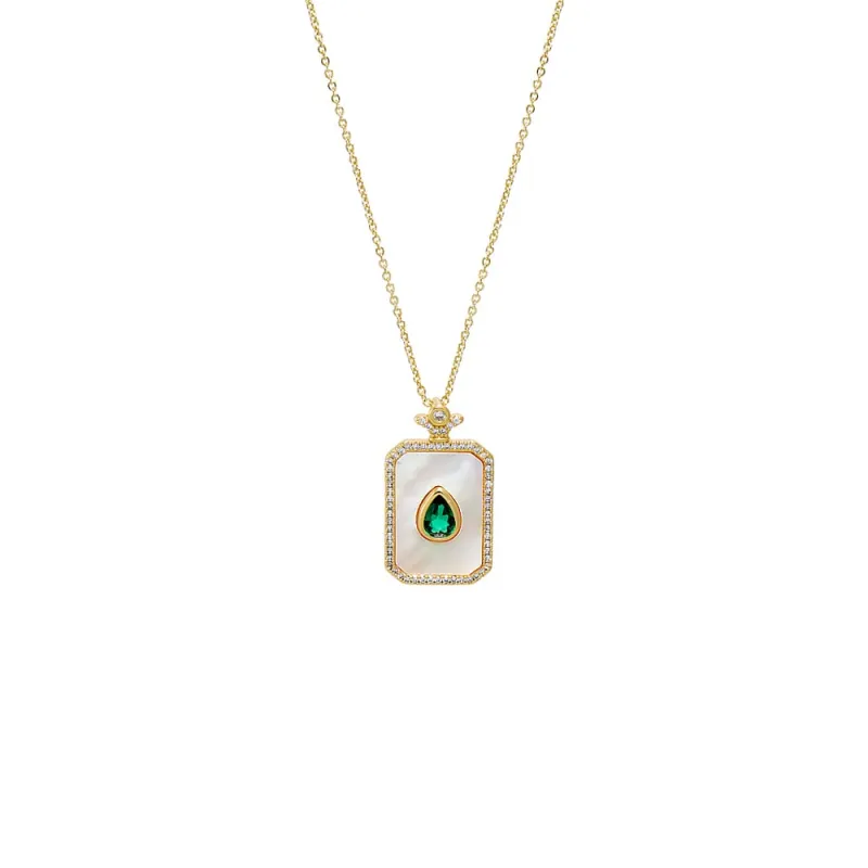 Colored Pear X MOP Dog Tag Necklace sold by Adina Eden's