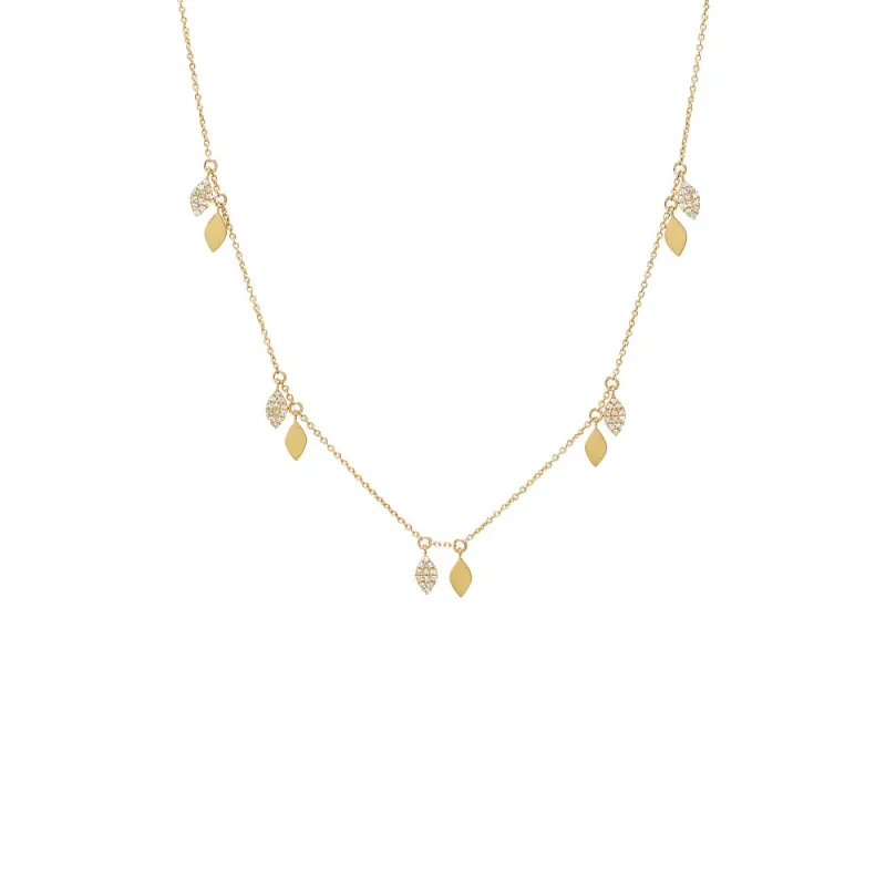 Diamond Pave/Solid Marquise Charm Necklace 14K sold by Adina Eden's
