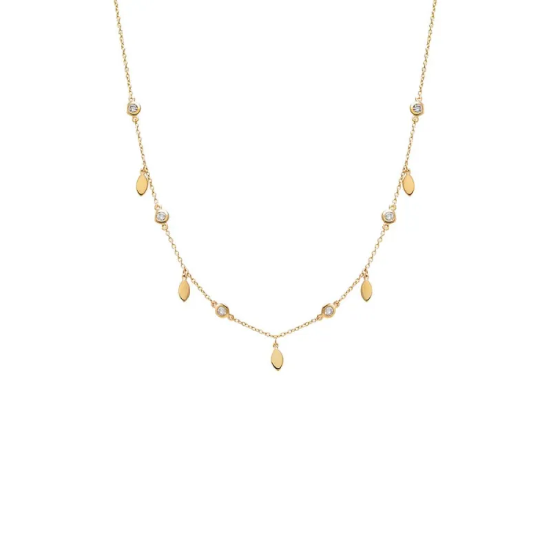 Diamond Bezel X Solid Marquise Shaker Necklace 14K sold by Adina Eden's