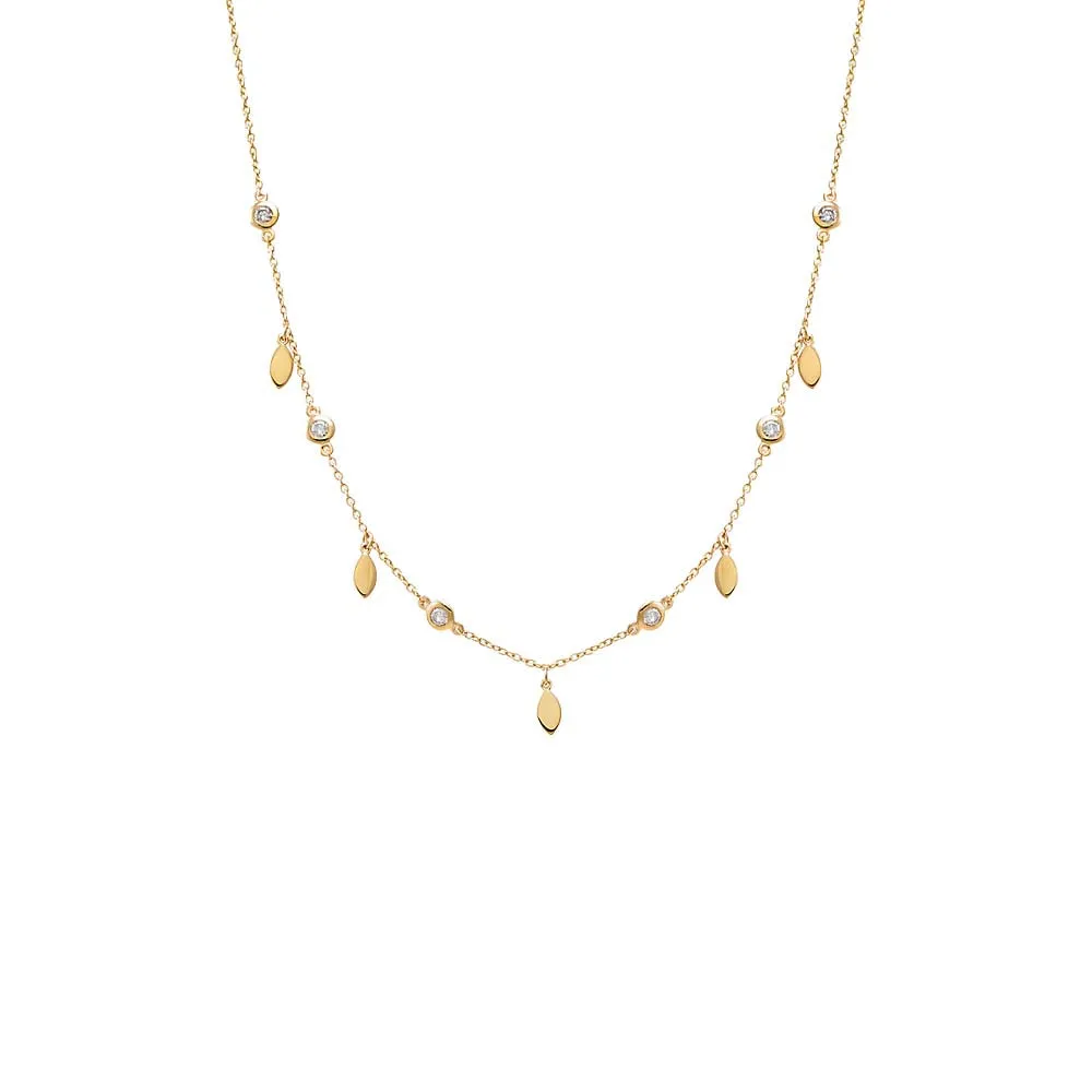 Diamond Bezel X Solid Marquise Shaker Necklace 14K sold by Adina Eden's