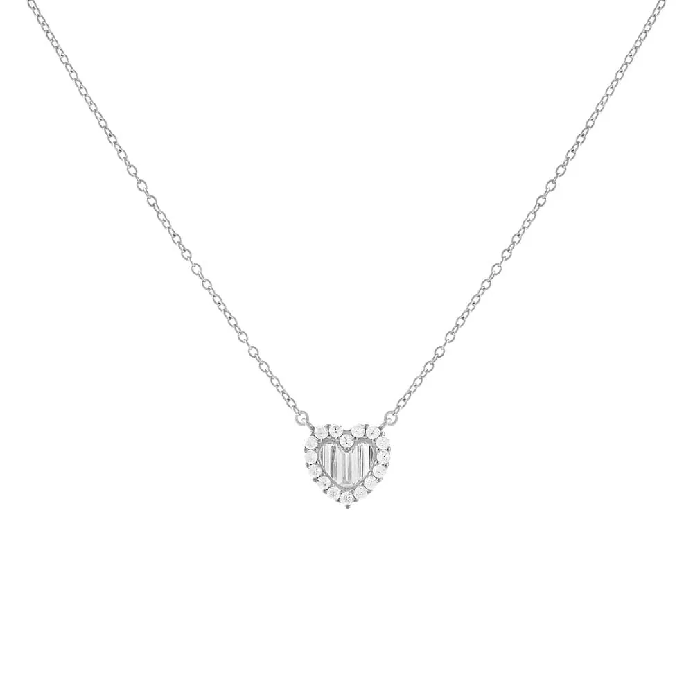Baguette CZ Heart Necklace sold by Adina Eden's product image thumbnail 4