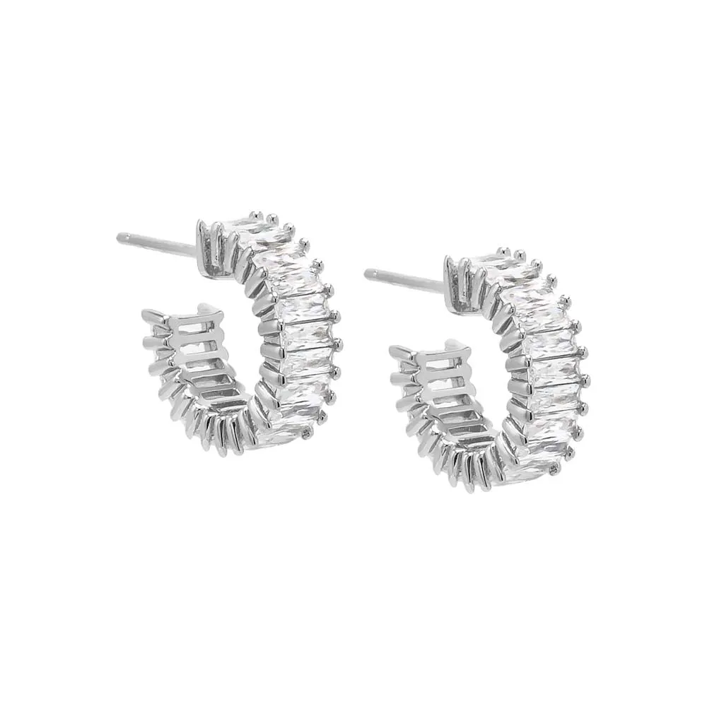 CZ Baguette Hoop Earring sold by Adina Eden's product image thumbnail 3
