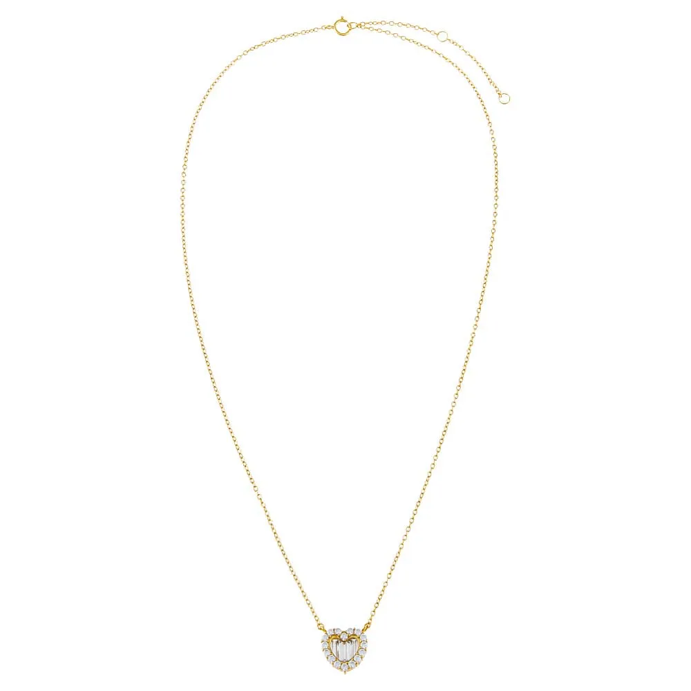 Baguette CZ Heart Necklace sold by Adina Eden's product image thumbnail 3