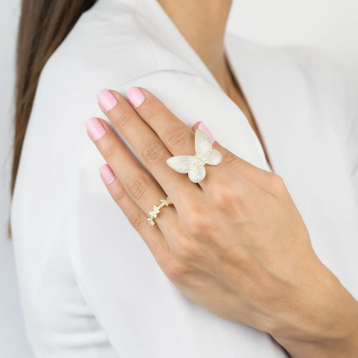 Pavé Triple Butterfly Ring sold by Adina Eden's product image thumbnail 2