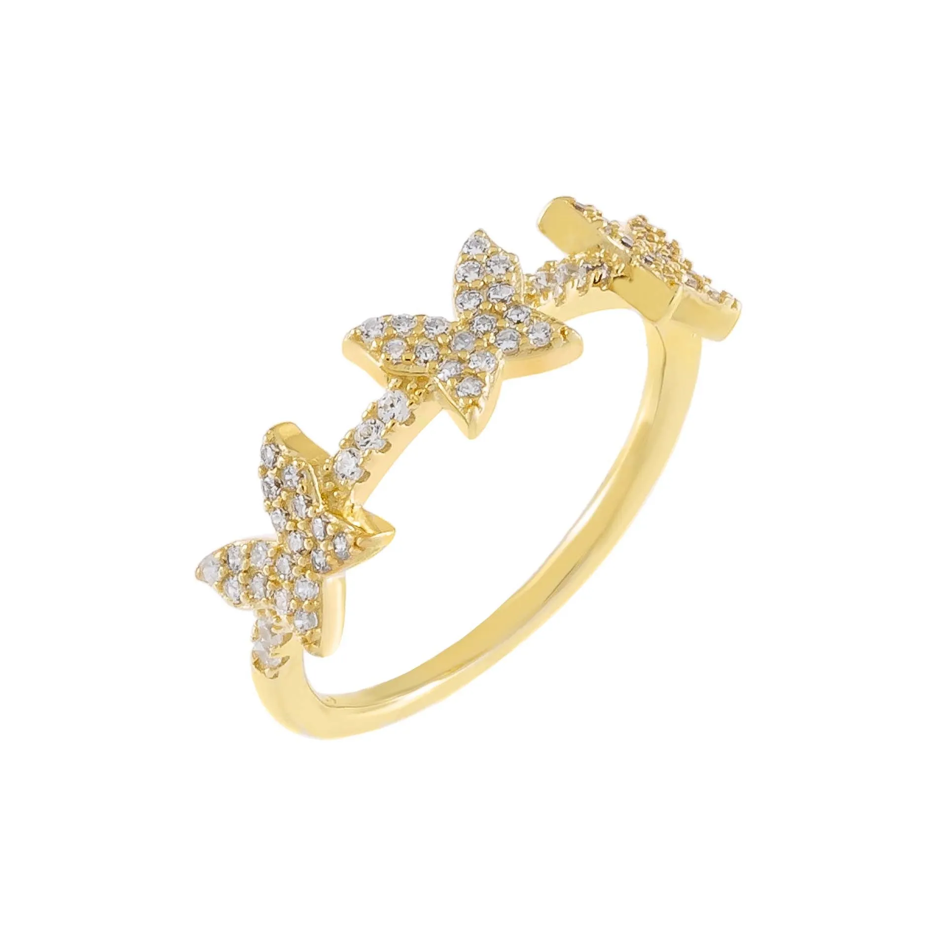 Pavé Triple Butterfly Ring sold by Adina Eden's