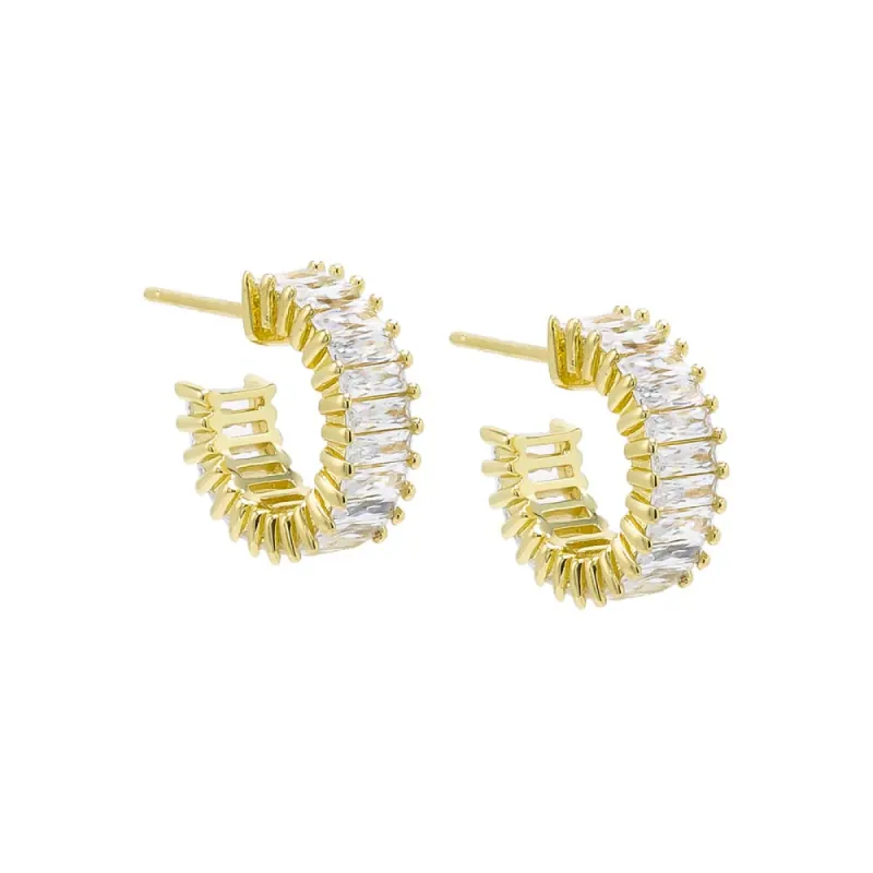 CZ Baguette Hoop Earring sold by Adina Eden's