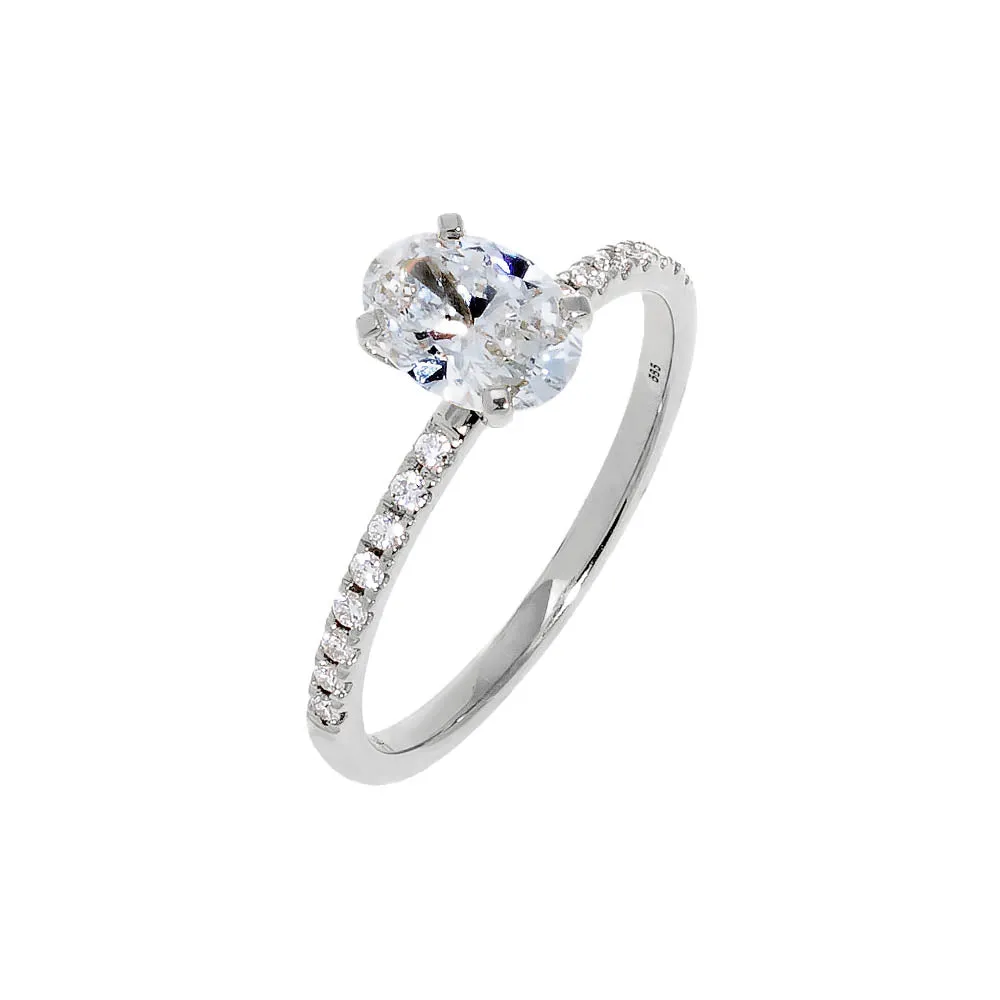 Lab Grown Diamond Pave Oval Cut Engagement Ring 14K sold by Adina Eden's product image thumbnail 2