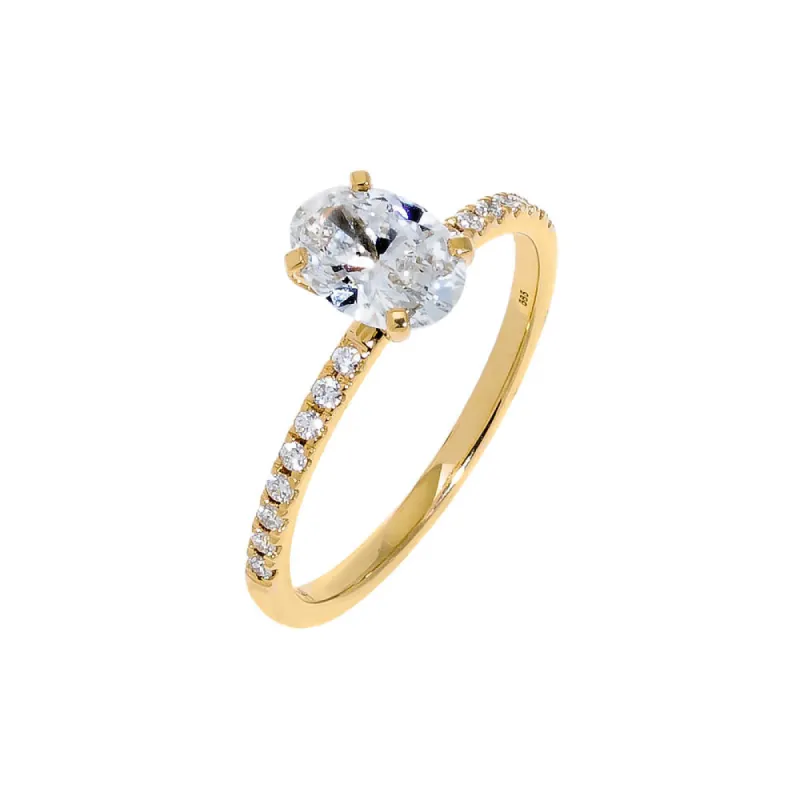 Lab Grown Diamond Pave Oval Cut Engagement Ring 14K sold by Adina Eden's