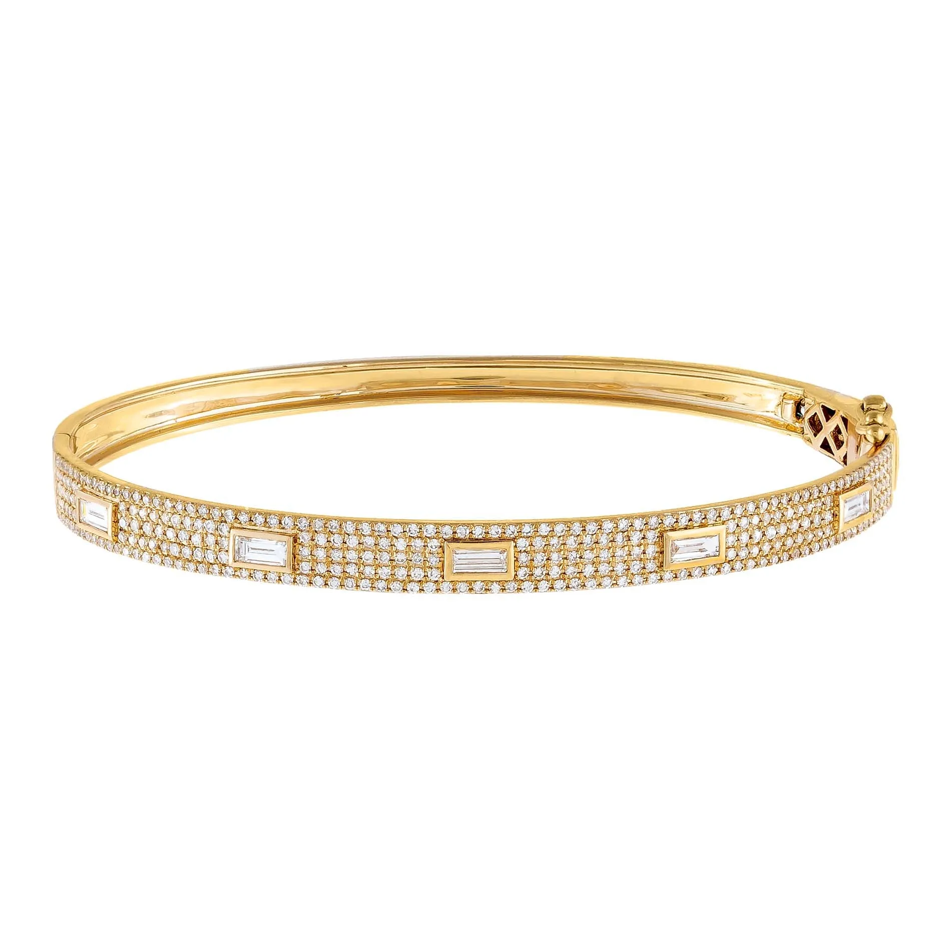 Diamond Baguette X Pavé Bangle 14K sold by Adina Eden's