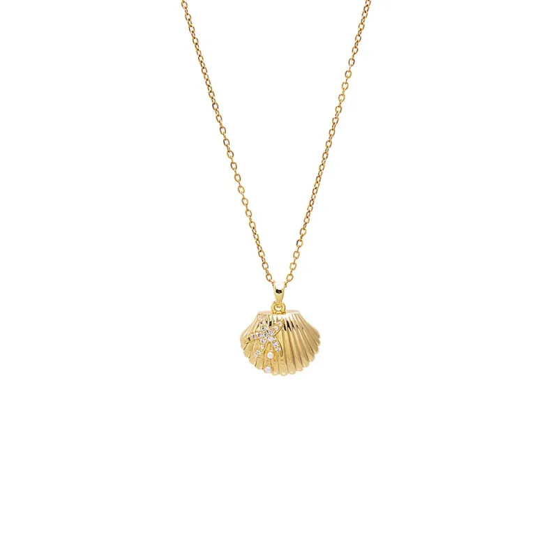 Pave Starfish Shell Pendant Necklace sold by Adina Eden's