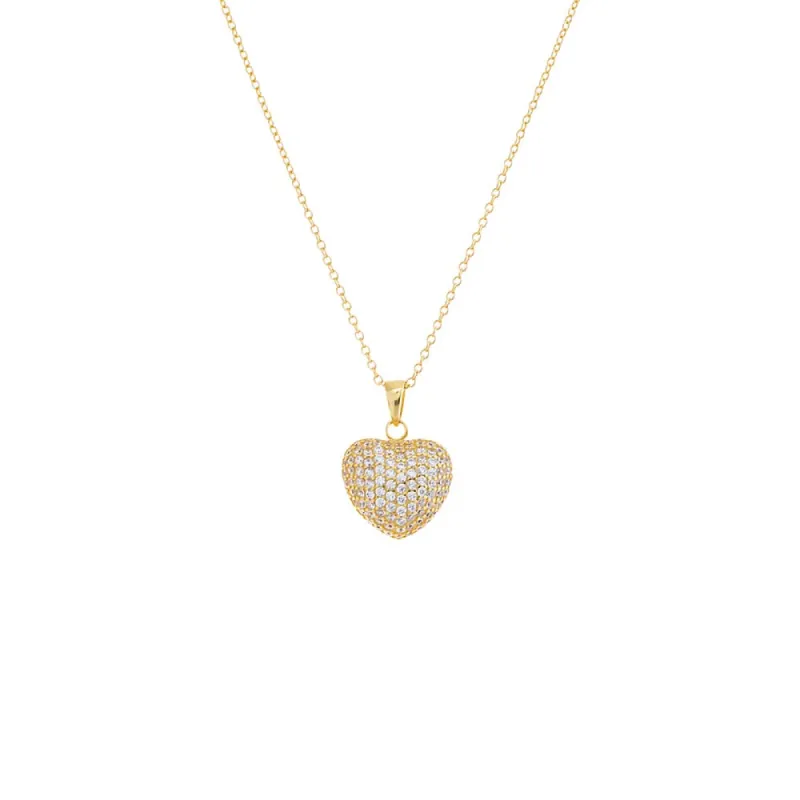 Mini Pavé Puffy Heart Charm Necklace sold by Adina Eden's