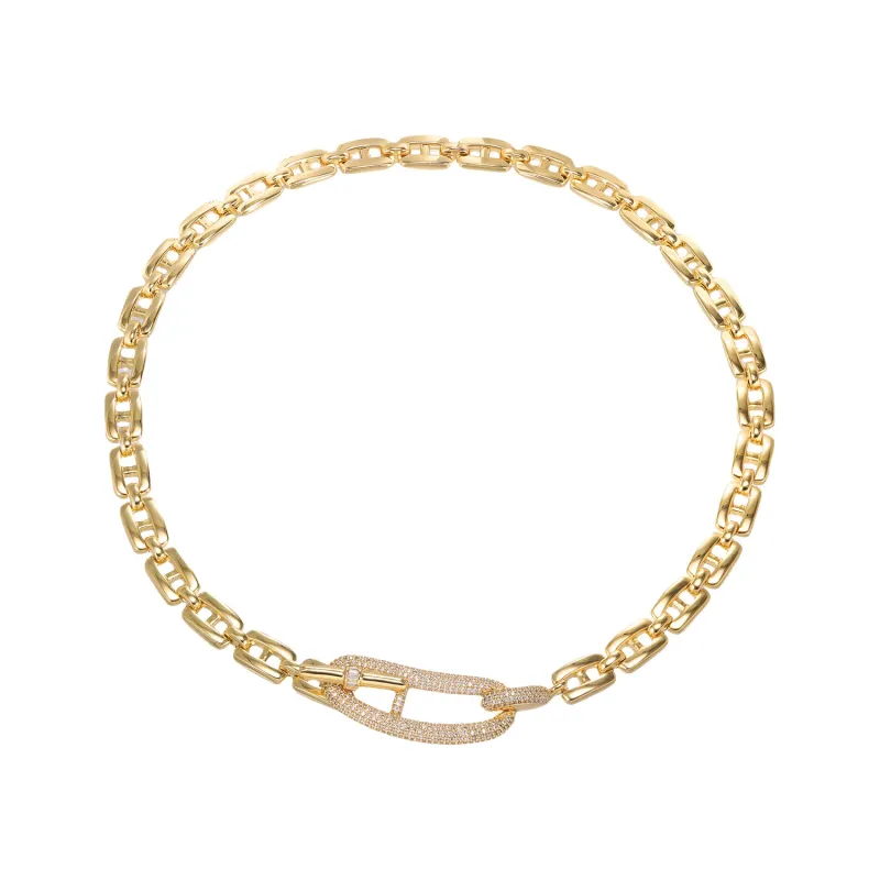 Pave Accented Mariner Toggle Necklace sold by Adina Eden's