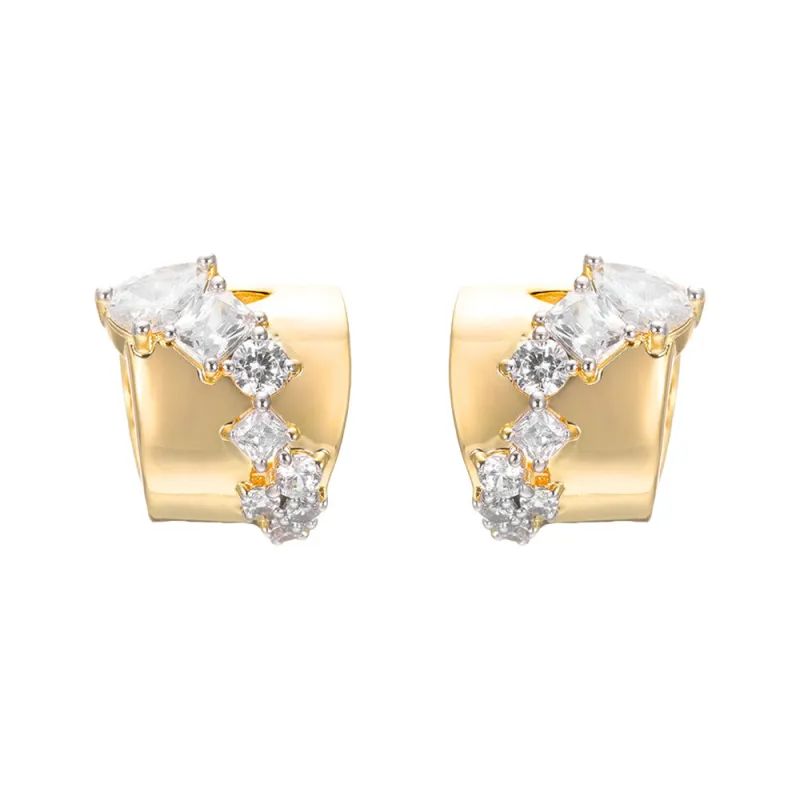 CZ Cluster Super Wide Huggie Earring sold by Adina Eden's