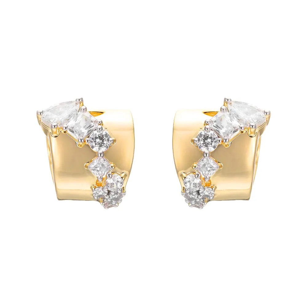 CZ Cluster Super Wide Huggie Earring sold by Adina Eden's