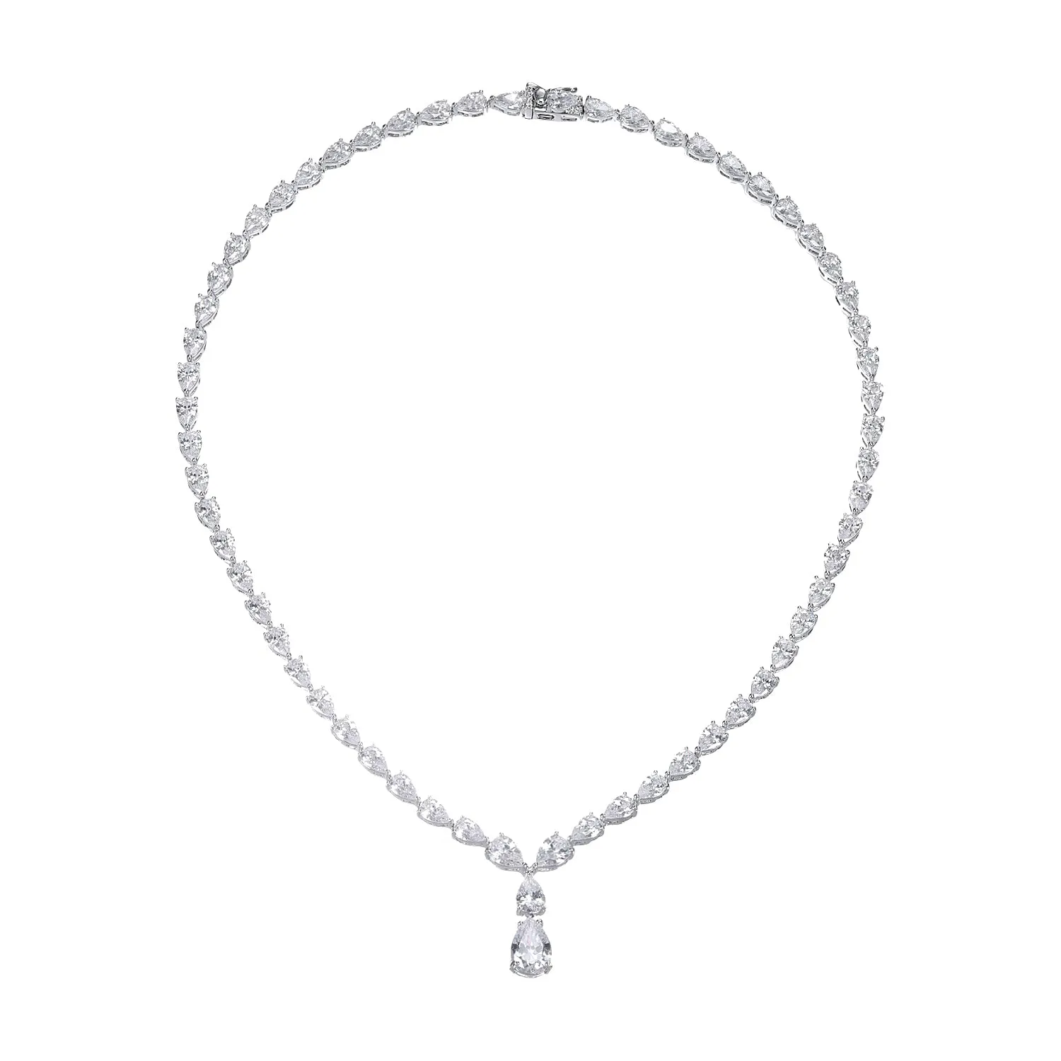CZ Drop Pear Fancy Tennis Necklace sold by Adina Eden's product image thumbnail 2