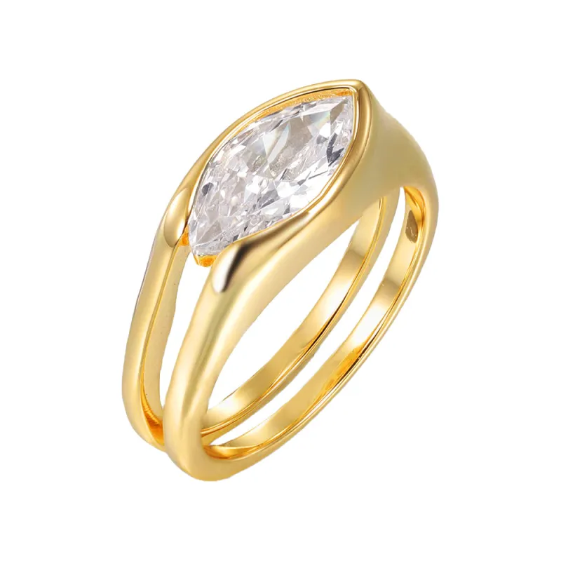 CZ Marquise Double Row Band Pinky Ring sold by Adina Eden's
