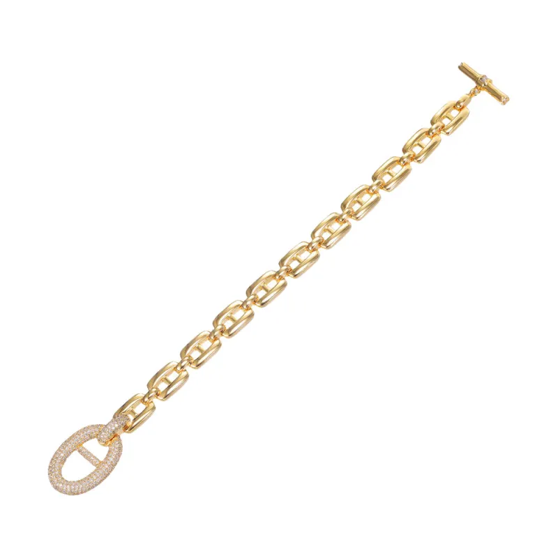 Pave Accented Mariner Toggle Bracelet sold by Adina Eden's