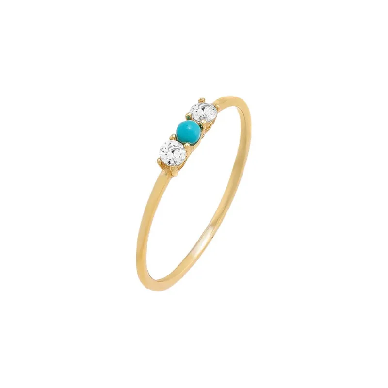 Tiny CZ X Turquoise Ring sold by Adina Eden's