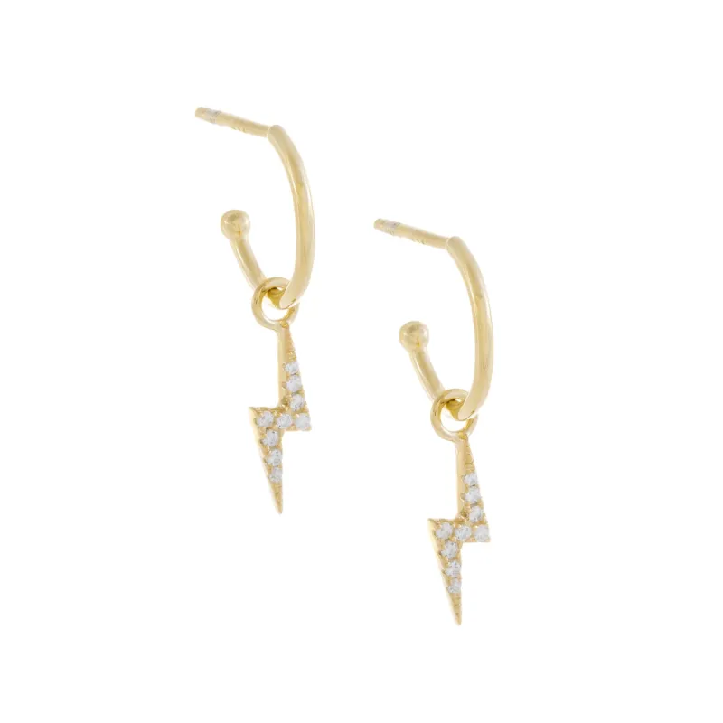 Pavé Lightning Bolt Hoop Earring sold by Adina Eden's