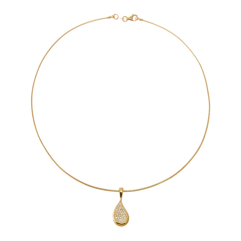 Diamond Pave Curved Pear Omega Chain Necklace 14K sold by Adina Eden's product image thumbnail 2