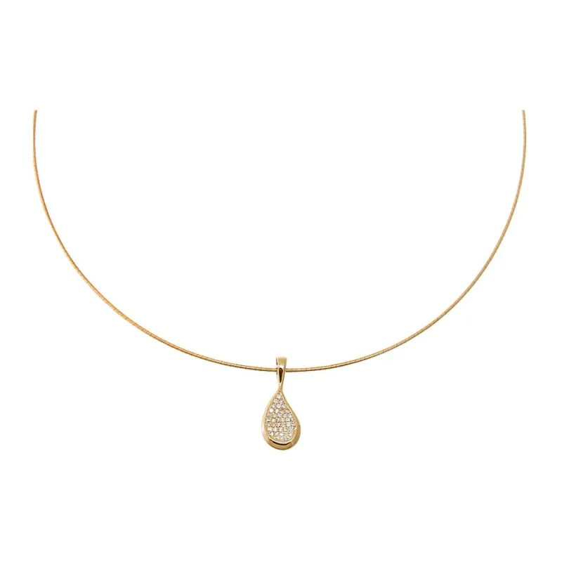 Diamond Pave Curved Pear Omega Chain Necklace 14K sold by Adina Eden's