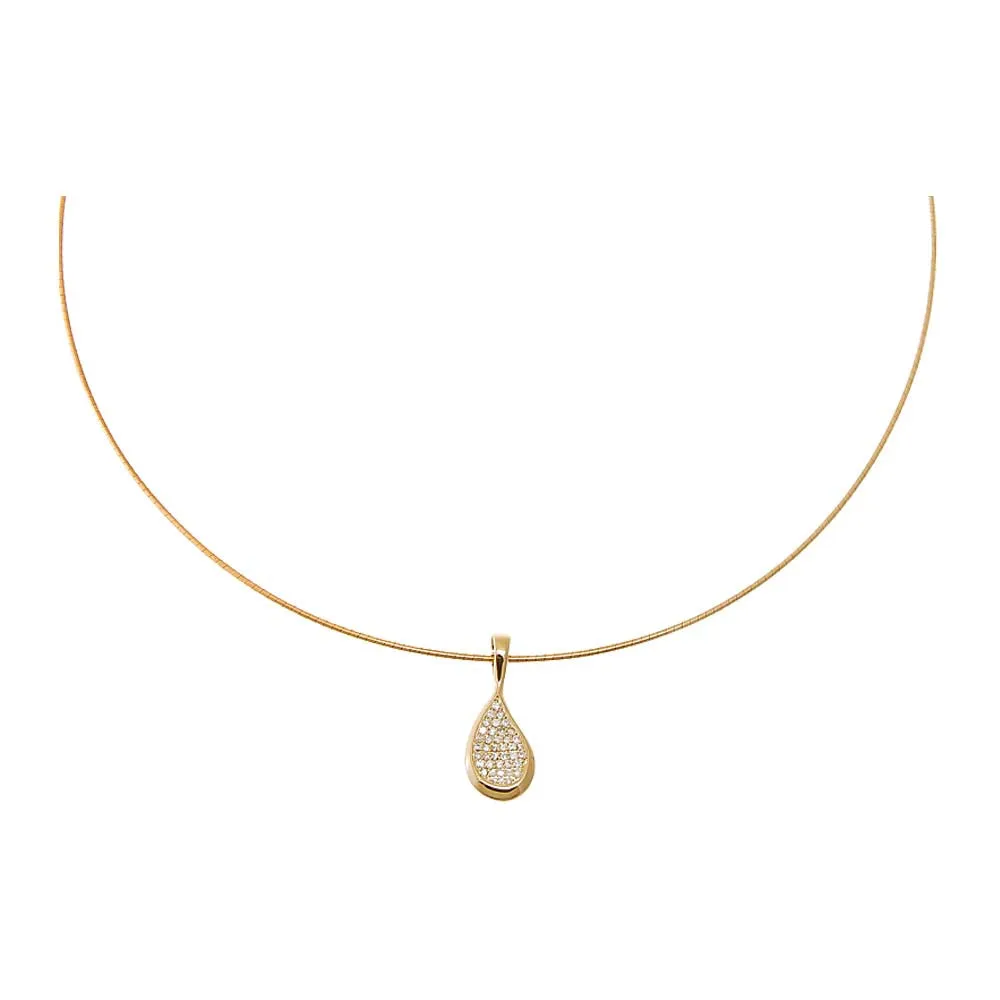 Diamond Pave Curved Pear Omega Chain Necklace 14K sold by Adina Eden's