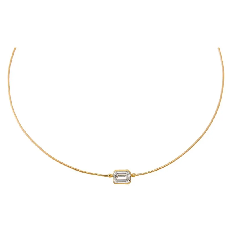 Lab Grown Diamond Emerald Embedded Chain Necklace 14K sold by Adina Eden's